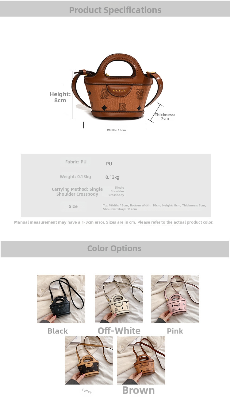 Nuova borsa a mano da donna con stampa orso, borsa a tracolla in stile coreano, accessorio alla moda per rossetto_voghion.com