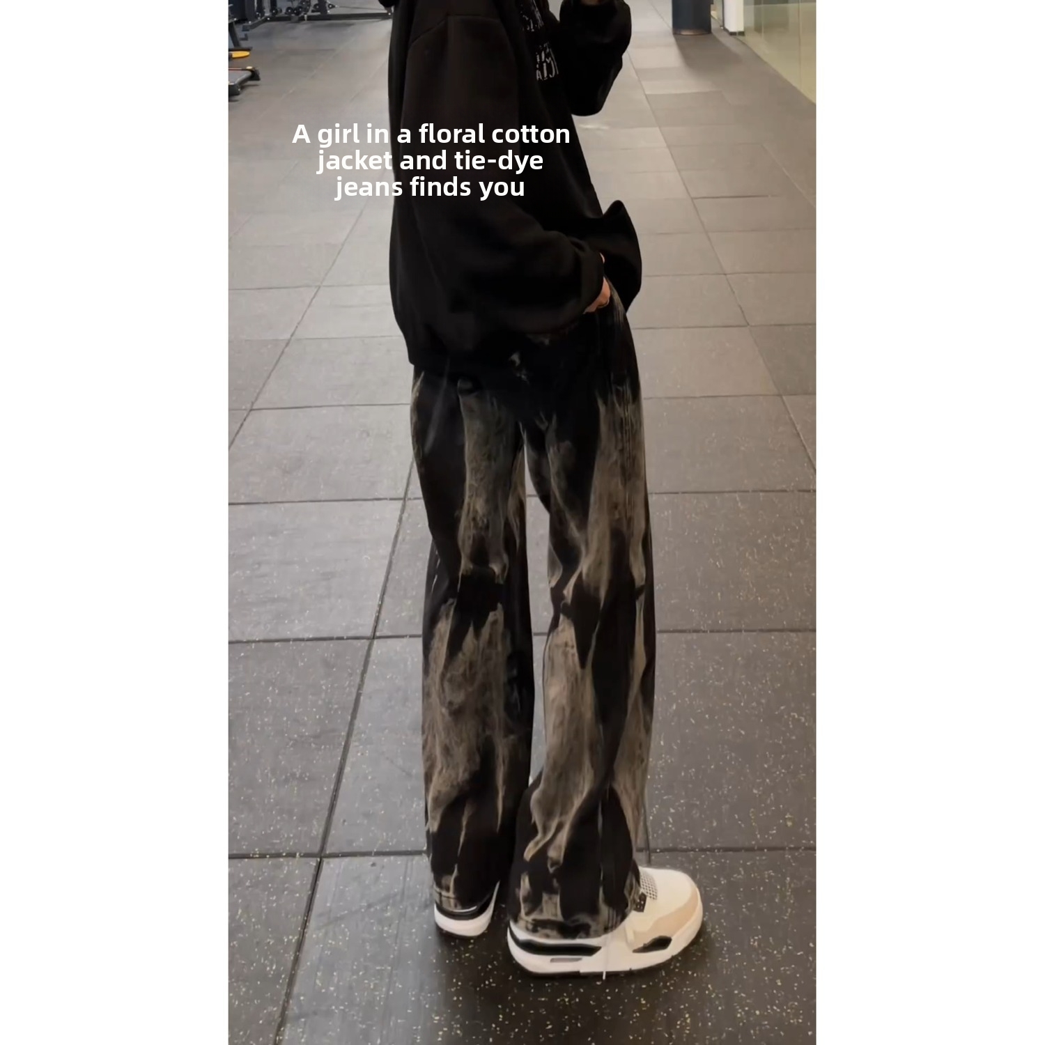 Men's Black Tie Dye Jeans Flared Pants Straight Leg American Style Trendy Cool Spring Autumn Curved Trousers_mkmklike.com