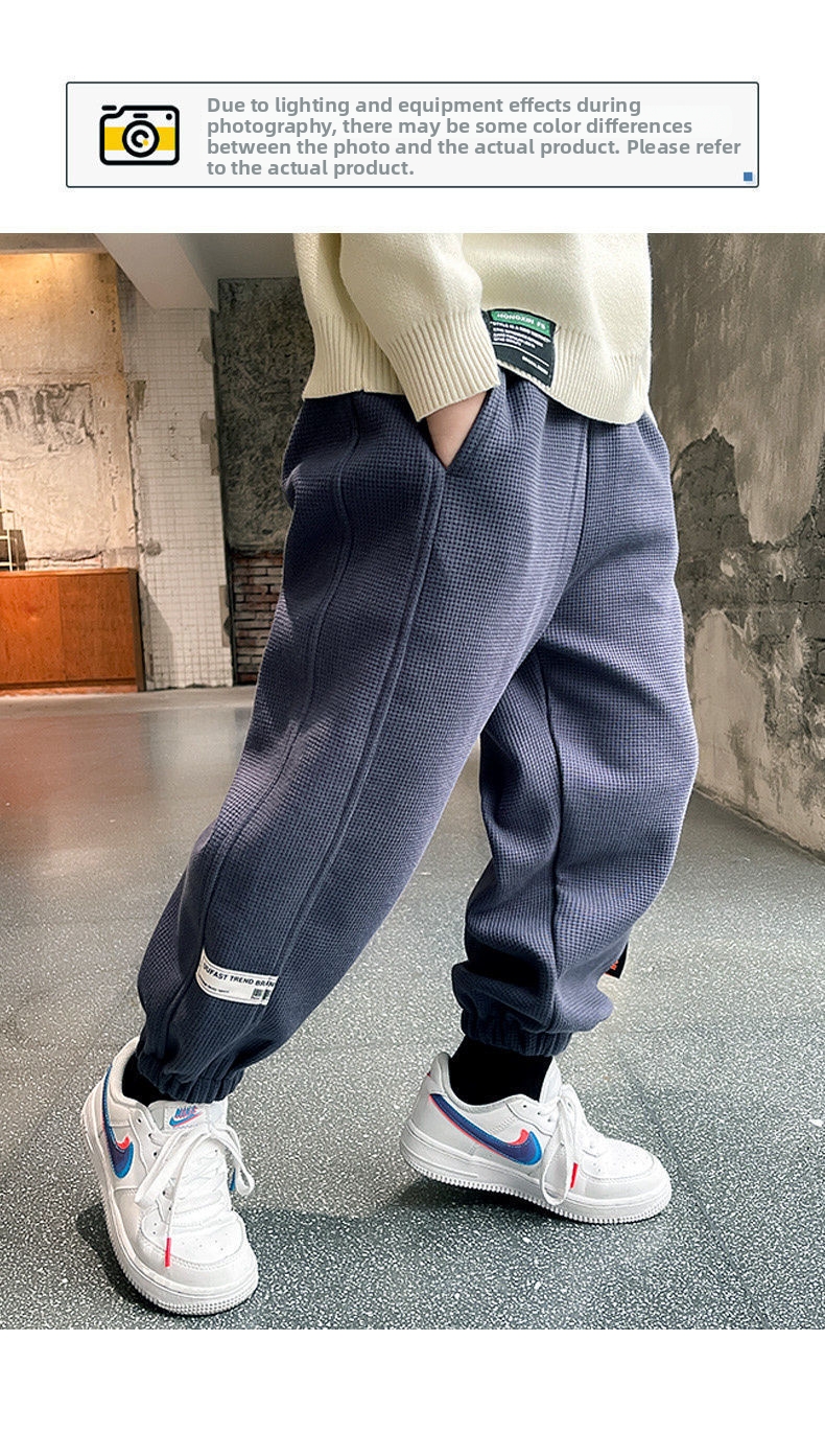 Waffelstrick Hose Für Jungen Bequeme Freizeithose Für Kinder_voghion.com
