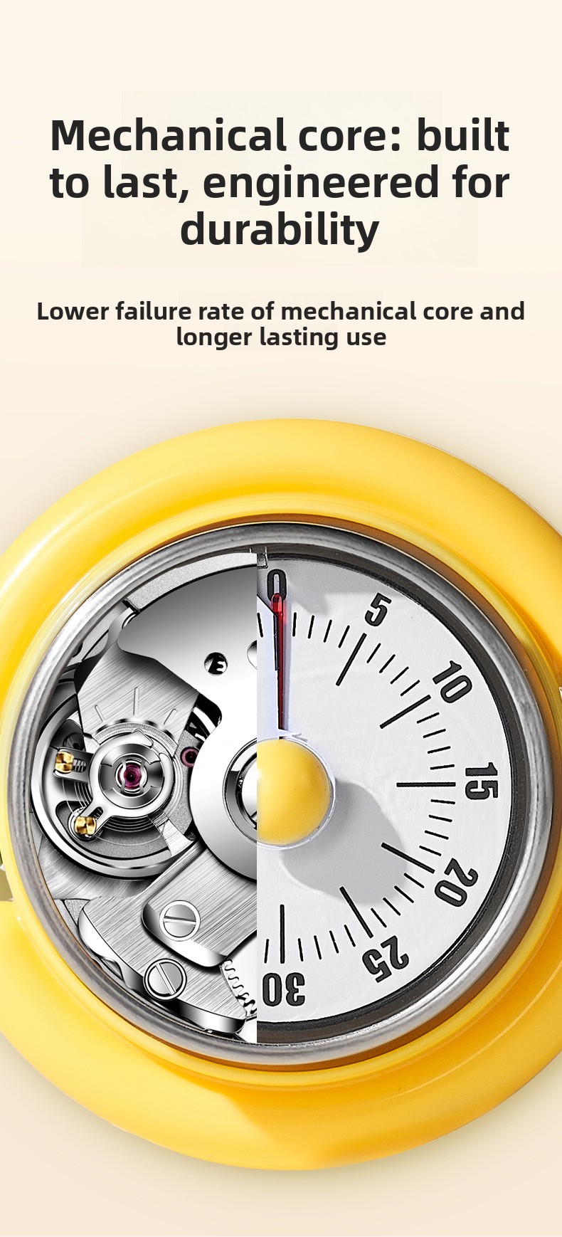 【Original】 Mechanischer, magnetischer Küchentimer mit visueller Zeitanzeige und Alarmfunktion_voghion.com