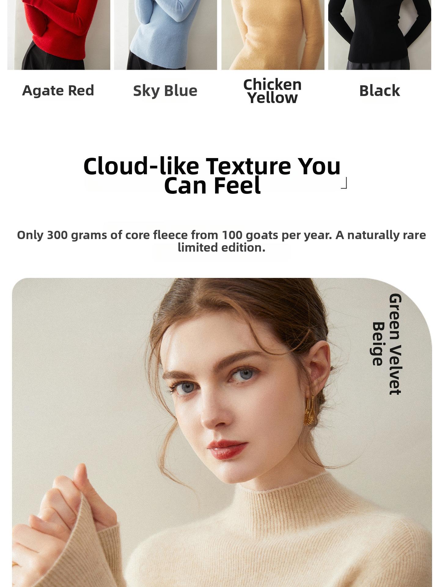 Soft And Cozy Women's Cashmere Sweater Basic Aesthetics Knitwear Semi High Neck Seamless Base Layer Wool Sweater_ecoleips.com