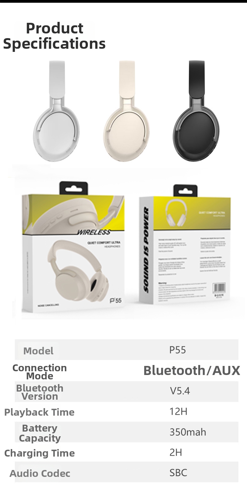 Wireless Bluetooth Headphones - Lightweight Hi-fi Stereo Sound_voghion.com