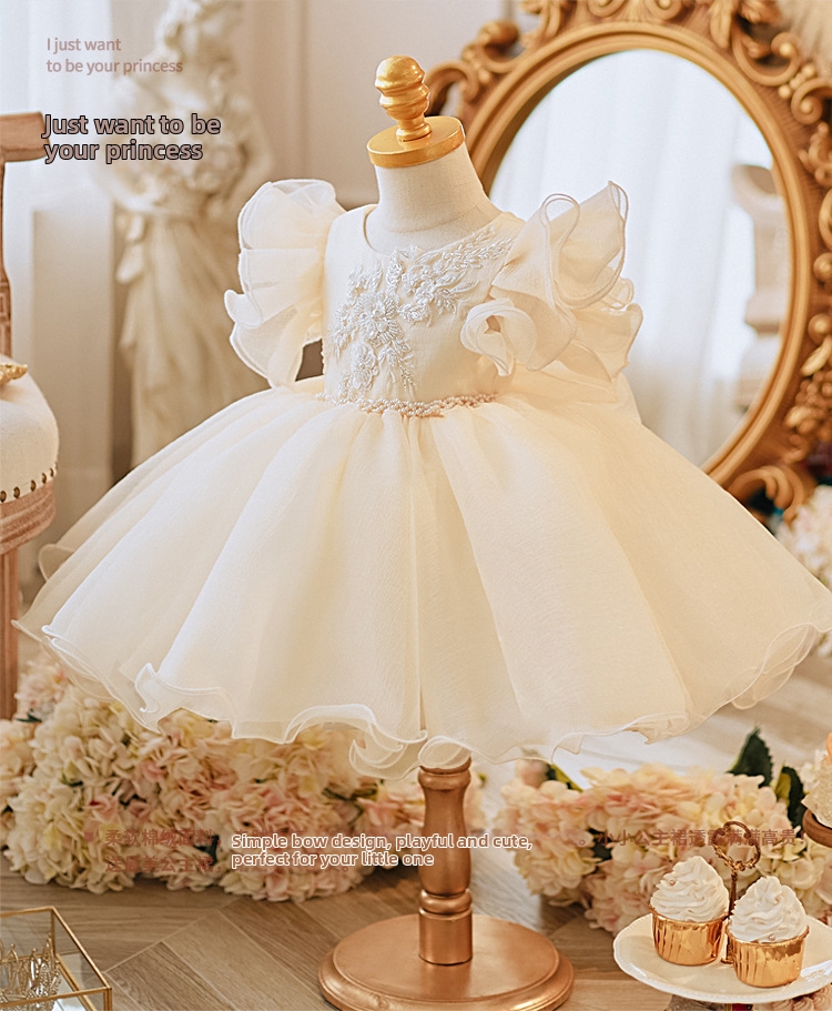 Prinzessin Kleid Für Mädchen In Champagner Blumenmädchen Fest_voghion.com