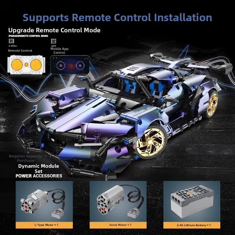 Blocos de montar de carro de corrida com controle remoto, compatíveis com o modelo de carro esportivo Apollo Rambo, brinquedo para meninos._voghion.com