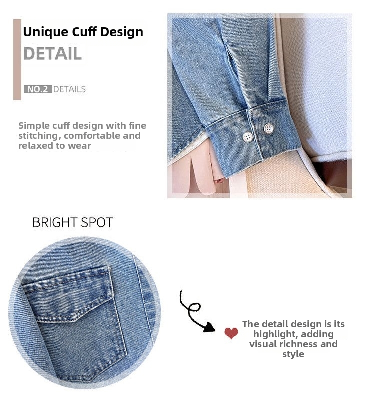 Women's Clothing Women's Retro Denim Shirt Jacket Loose Fit Casual Long Sleeved Blouse For Petite Figures Spring Autumn Style_ecoleips.com