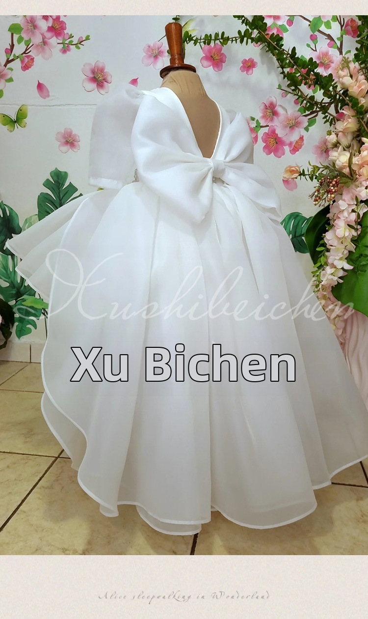 Witte prinsessenjurk voor meisjes met tule rok en strik_voghion.com