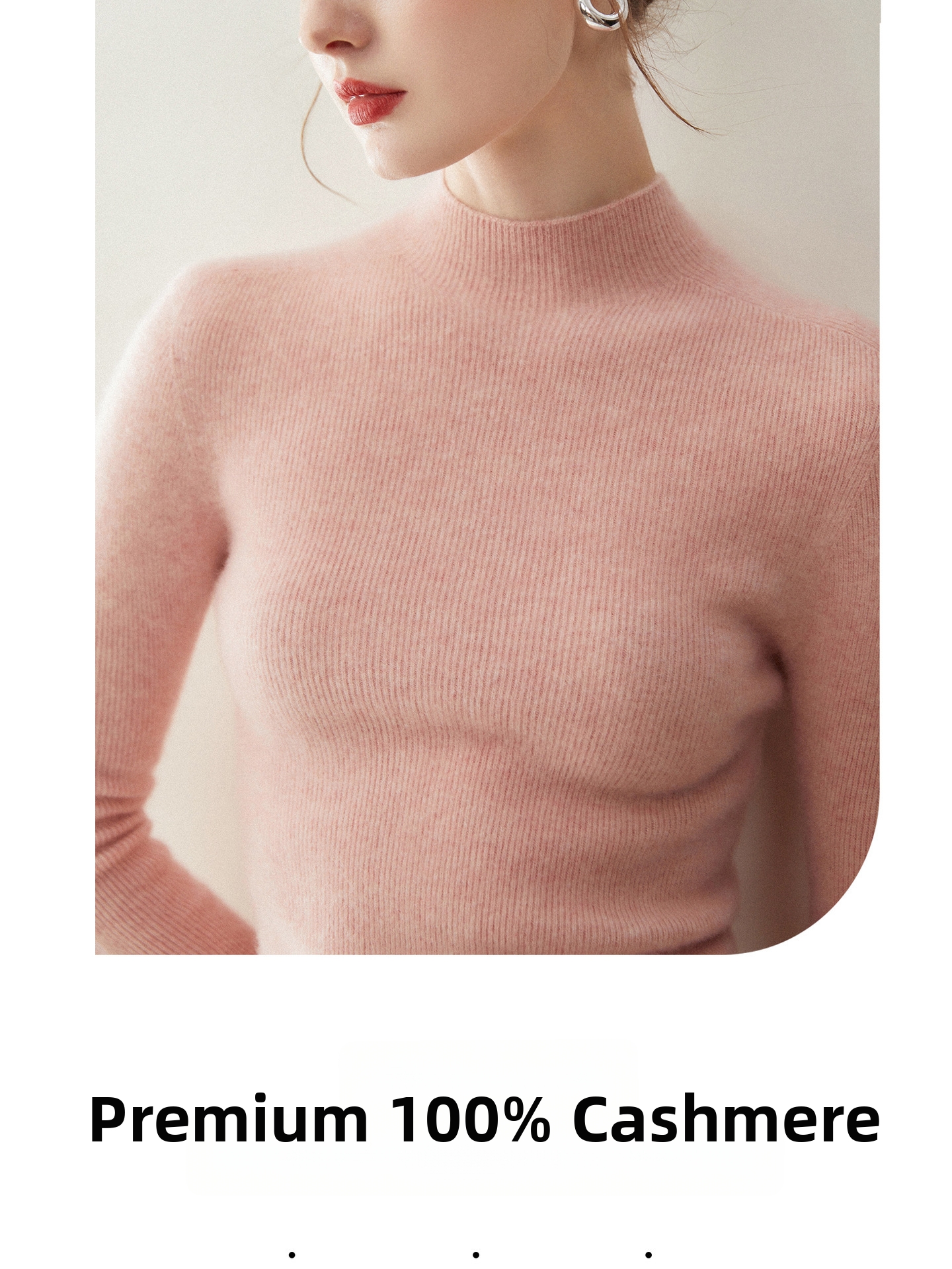 Soft And Cozy Women's Cashmere Sweater Basic Aesthetics Knitwear Semi High Neck Seamless Base Layer Wool Sweater_ecoleips.com