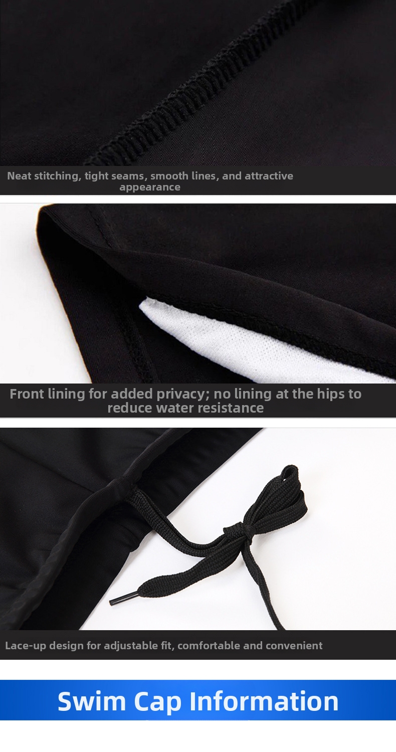 Zwembroek voor heren in grote maten, sneldrogend, comfortabel badpak voor volwassenen met vlammenpatroon, complete set voor warmwaterbronnen inclusief zwembril en badmuts._voghion.com