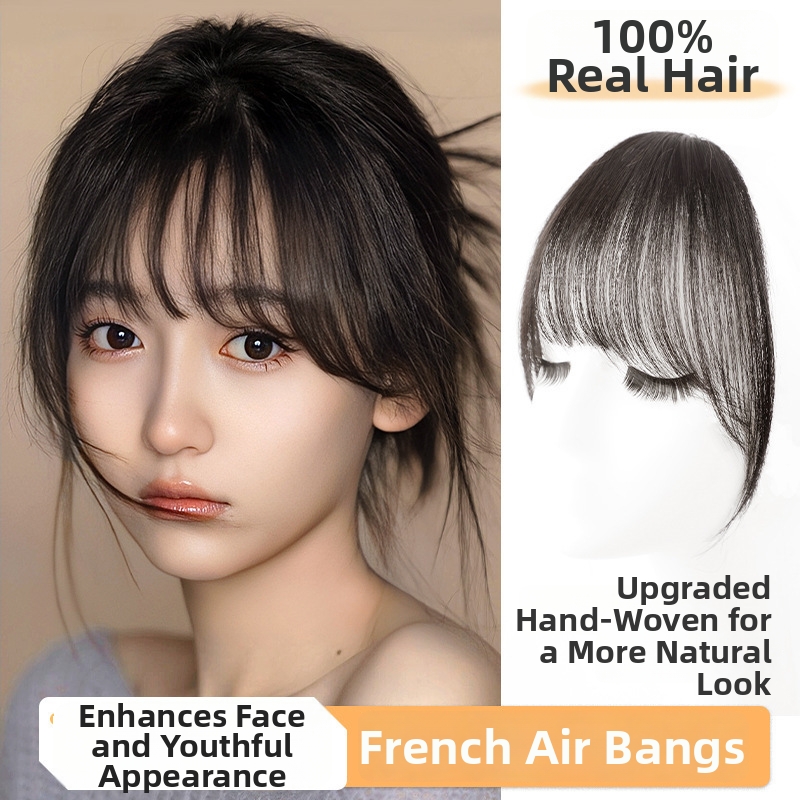 Air Bangs Wig For Women Real Hair Straight French Style Frontal Hair Extensions Synthetic Hair Reduction Magic Weapon For Age_voghion.com