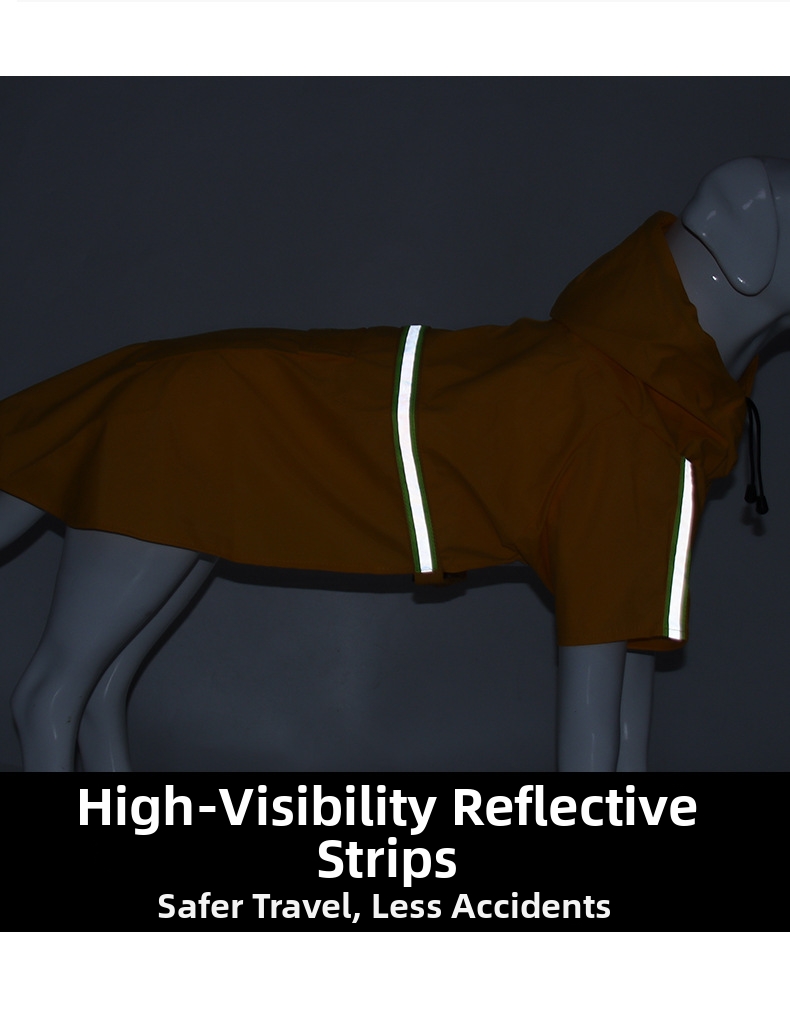 Reflective Dog Raincoat Waterproof Hooded Pet Jacket For Walking_voghion.com