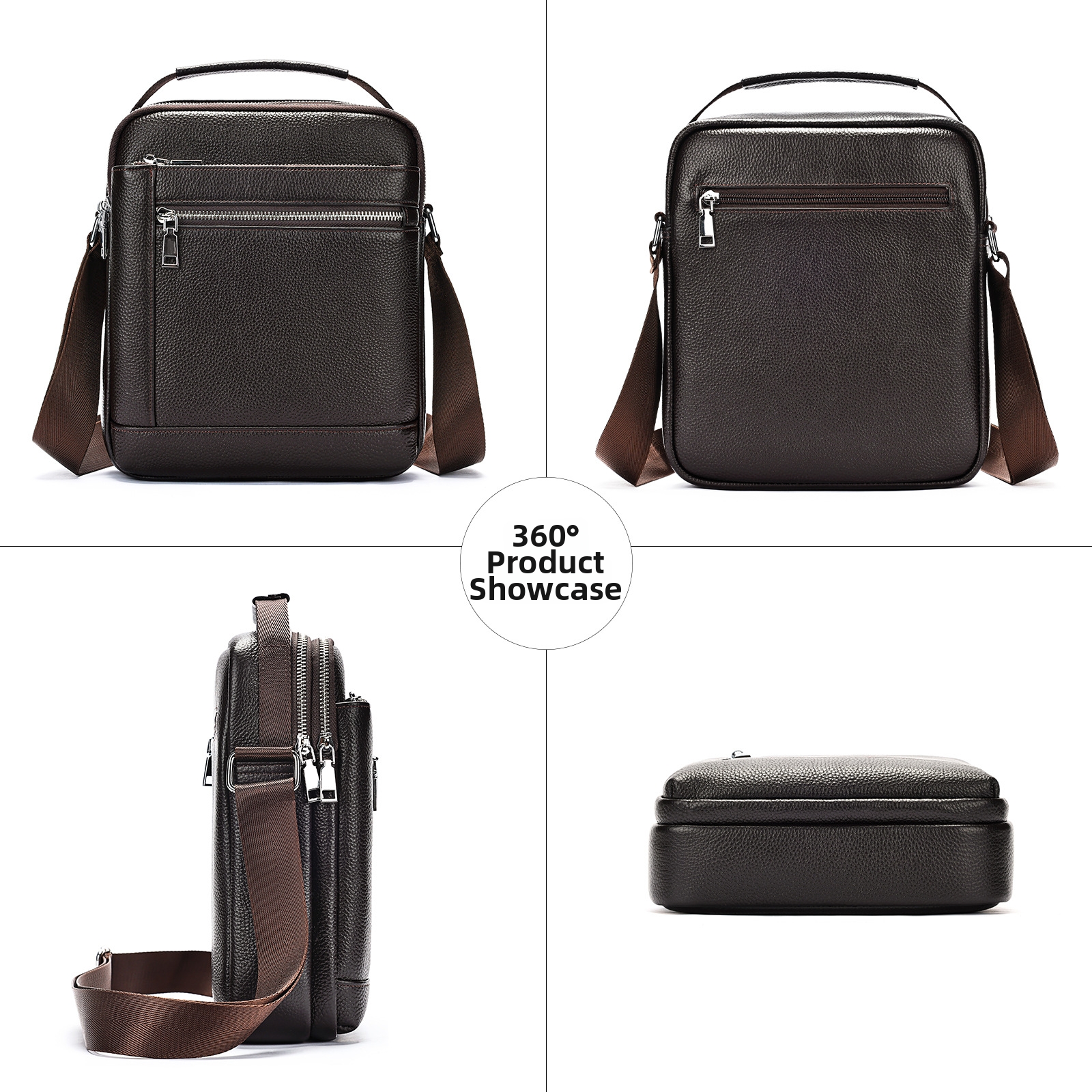 Men's Top Grain Cowhide Bag Casual Large Capacity Stylish Vertical Leather Shoulder Bag Trendy Luggage For Men_voghion.com