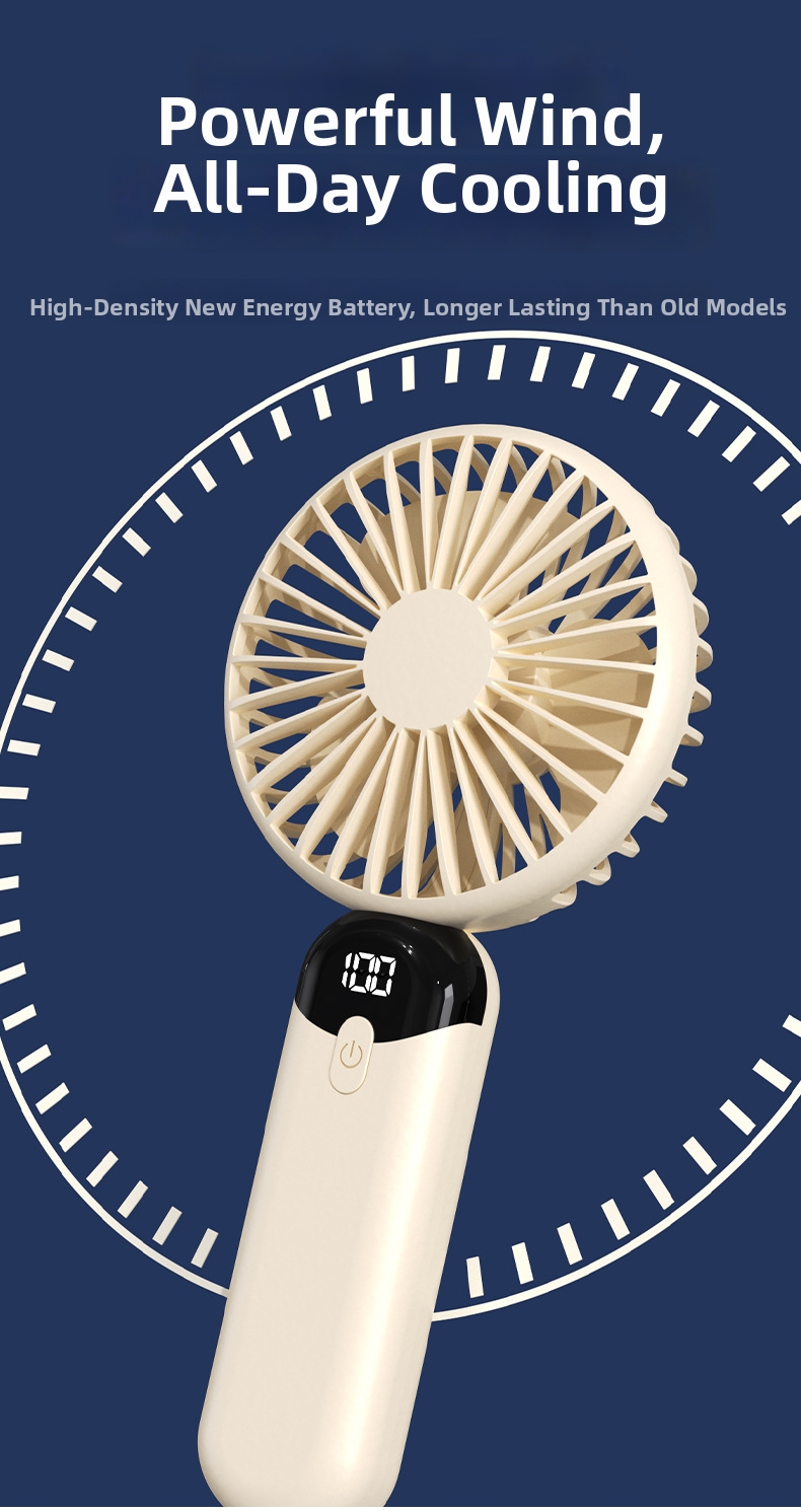 Handheld Portable Fan With Digital Display And Silent Operation_voghion.com
