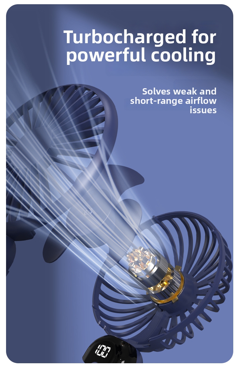 Handheld Portable Fan With Digital Display And Silent Operation_voghion.com