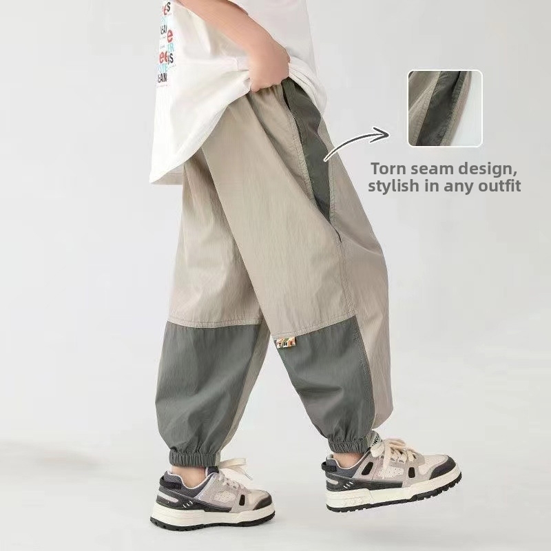Boys' Trendy Color Block Mosquito Repellent Casual Sports Pants Summer Teen Jogger_voghion.com
