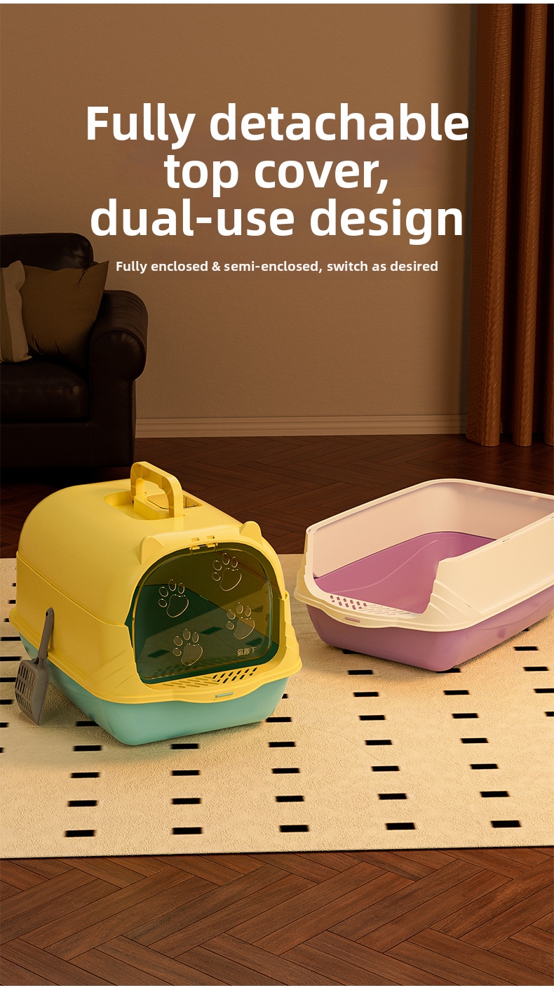 Extra Large Cat Litter Box Enclosed Odor Proof Splash Proof Toilet_voghion.com