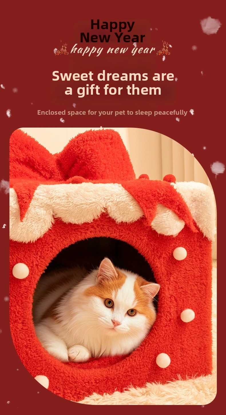 Niche maison pour chat fermée douillette et chaude en polaire_voghion.com