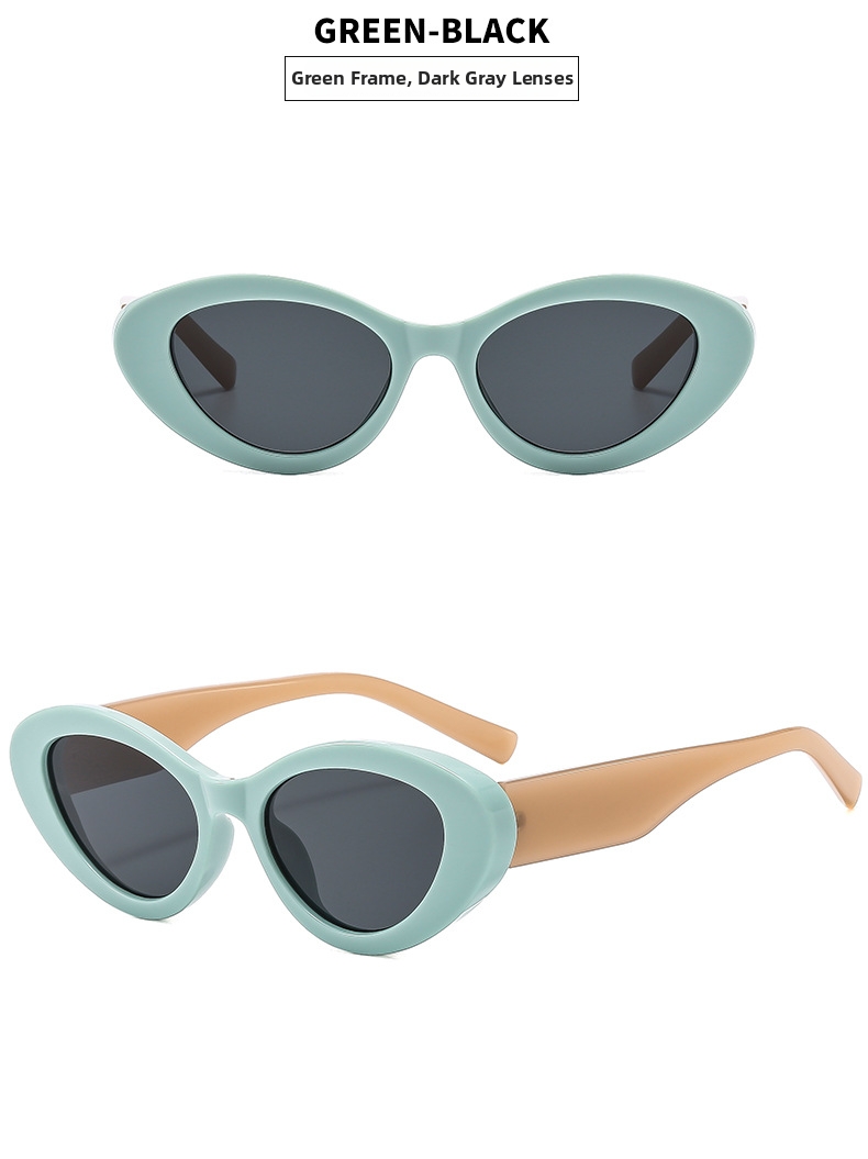 Lunettes de soleil tendance œil de chat couleur gelée pour femmes, protection UV, monture complète noire, style streetwear minimaliste_voghion.com
