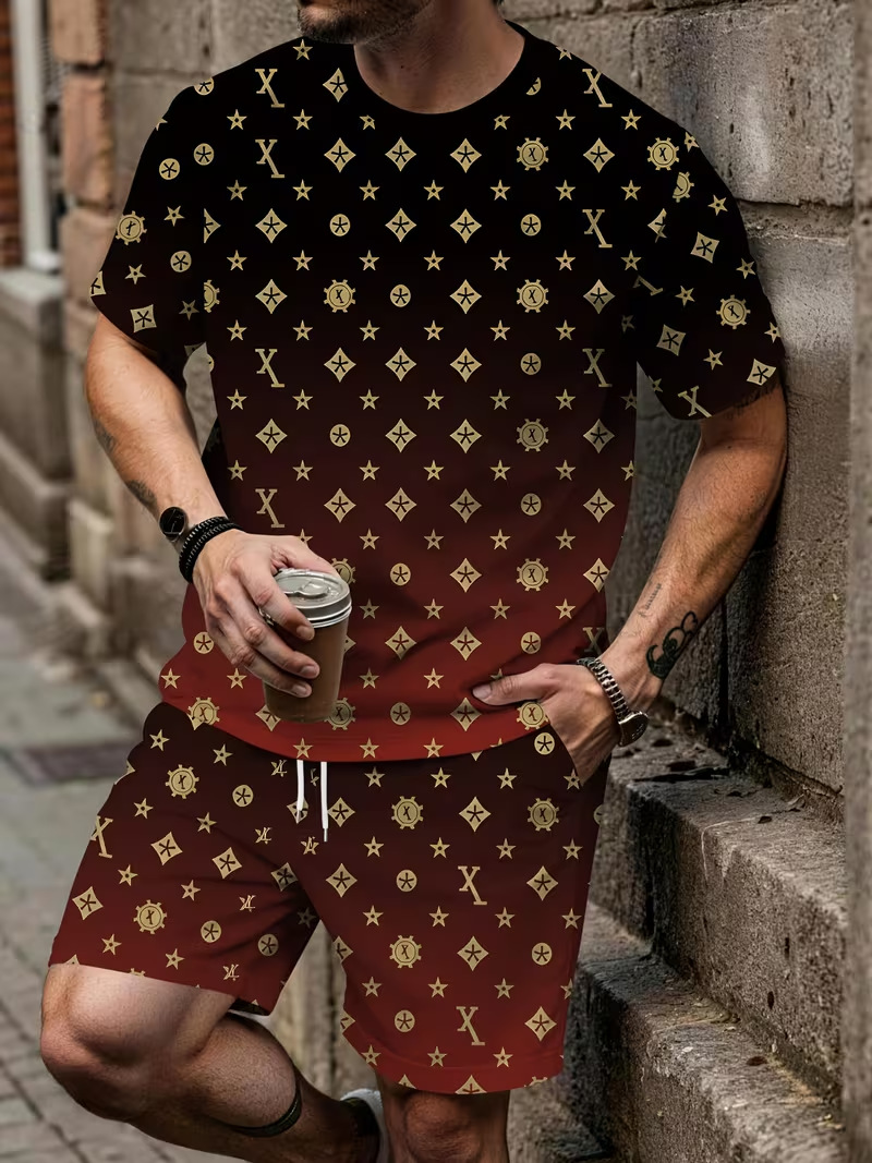 Herren T-shirt Und Shorts Set Aus Bambus Baumwolle Freizeitlook_voghion.com