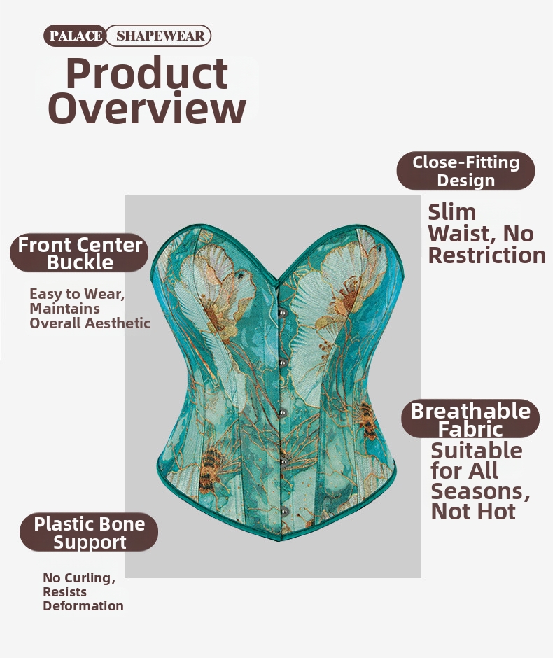 Dames jacquard corset top corrigerende shapewear groene bijen_voghion.com