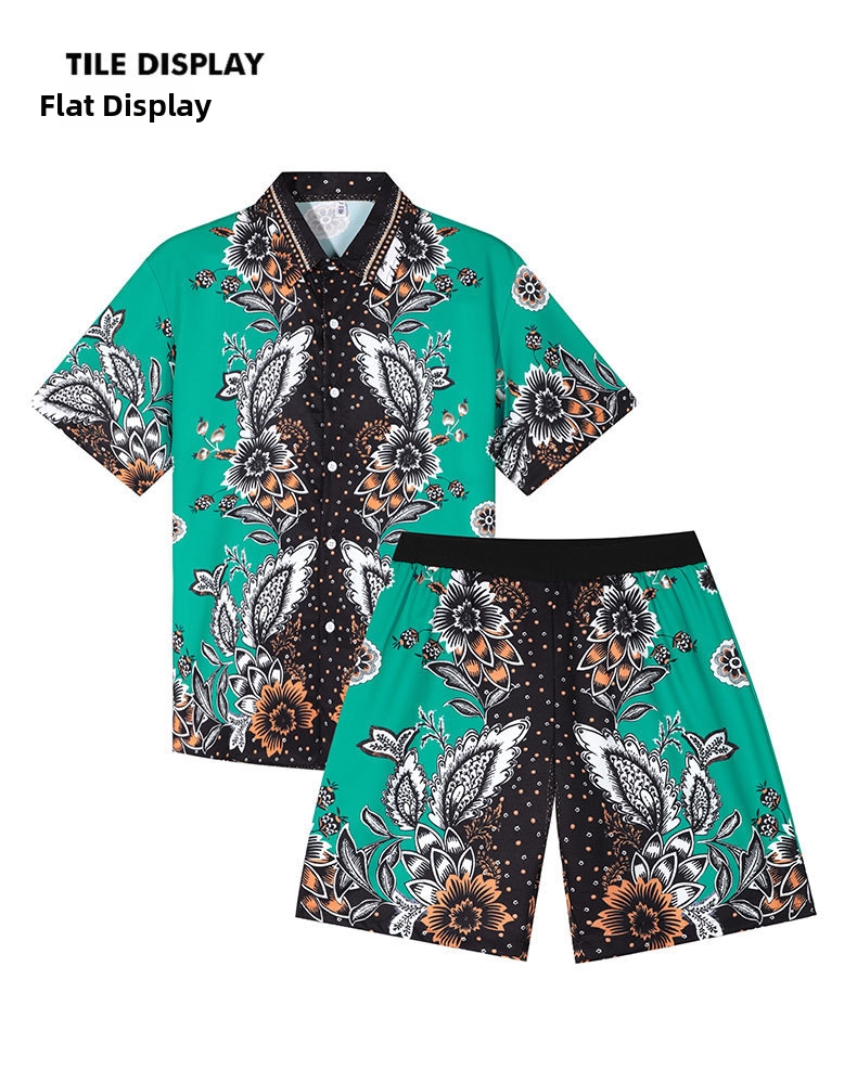 Men's Short Sleeve Shirt And Shorts Set, Breathable Linen Blend Beach Outfit, Summer Casual Lounge Set_viptrois.com