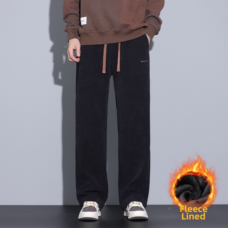 Herren-Chenille-Freizeithose, Herbst/Winter, gerades Bein, lockere Passform, Cargohose, Sporthose aus dickem Cord, lange Hose_voghion.com