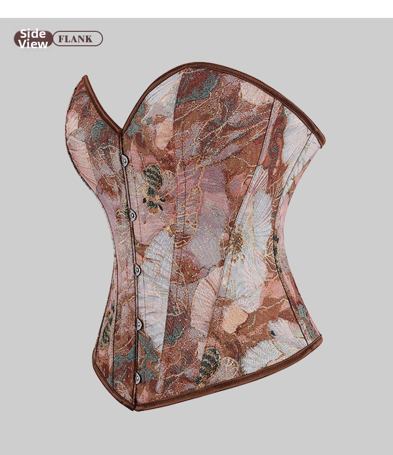 Dames jacquard corset top corrigerende shapewear groene bijen_voghion.com