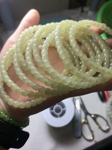 Hetian jade Qinghai material straight cut bead bracelet necklace DIY chain factory direct sales