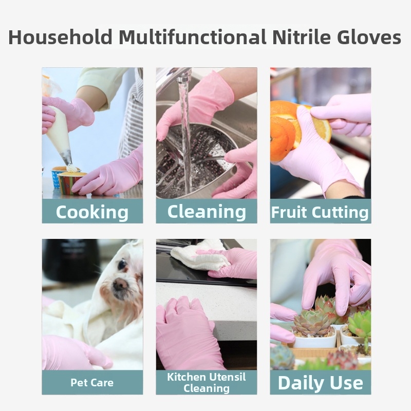 Thickened Protective Disposable Nitrile Gloves Pure Extended Acid Alkali Resistant Food Grade 12 Inch Kitchen Dining Bar_voghion.com