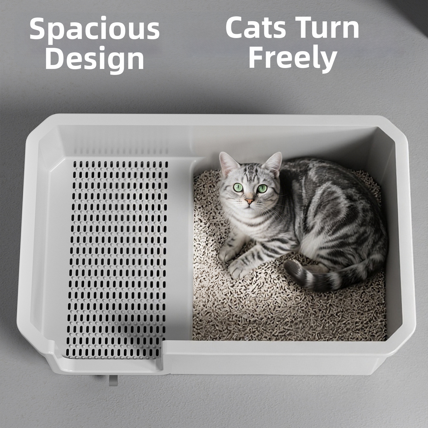 Extra Large Cat Litter Box High Fence Semi Enclosed Corridor Style Pet Toilet For Cats_voghion.com