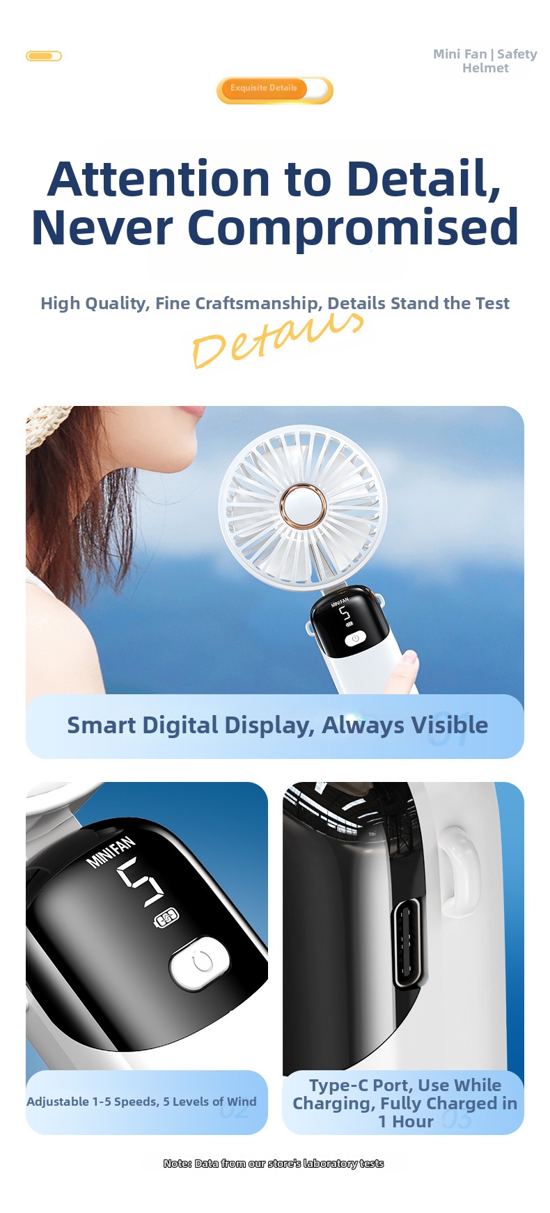 Mini ventilatore portatile a mano con display digitale usb_voghion.com