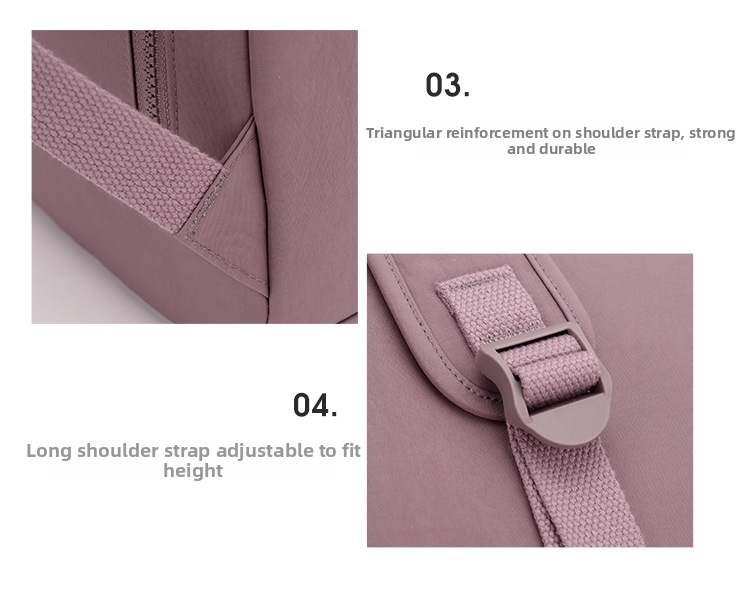 Zaino da donna colorato in nylon resistente all'acqua con logo stampato, versatile, ideale per l'istruzione, l'ufficio e la scuola._voghion.com