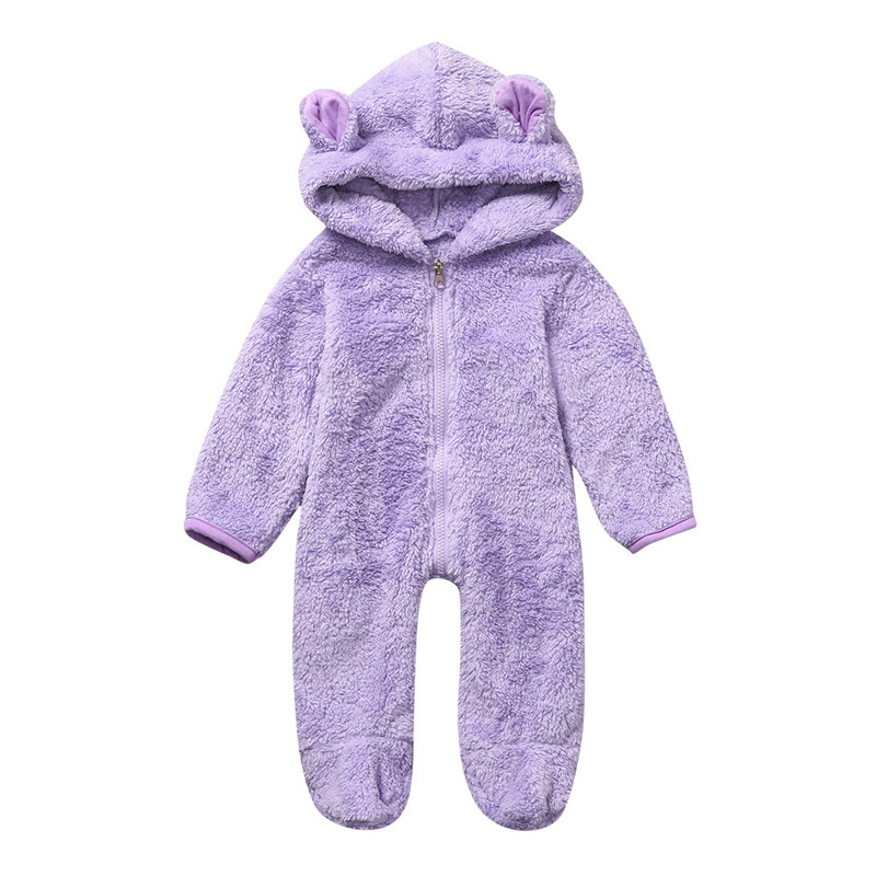 Combinaison harem une pièce en velours uni à capuche pour enfants (garçons et filles), pieds renforcés, style américain, idéale pour le printemps, l'automne et l'hiver. Convient aux garçons et aux filles. Parfaite pour le printemps, l'automne et l'hiver._voghion.com