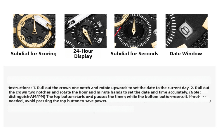 Men's Chronograph Quartz Watch With Rubber Strap And Calendar_voghion.com
