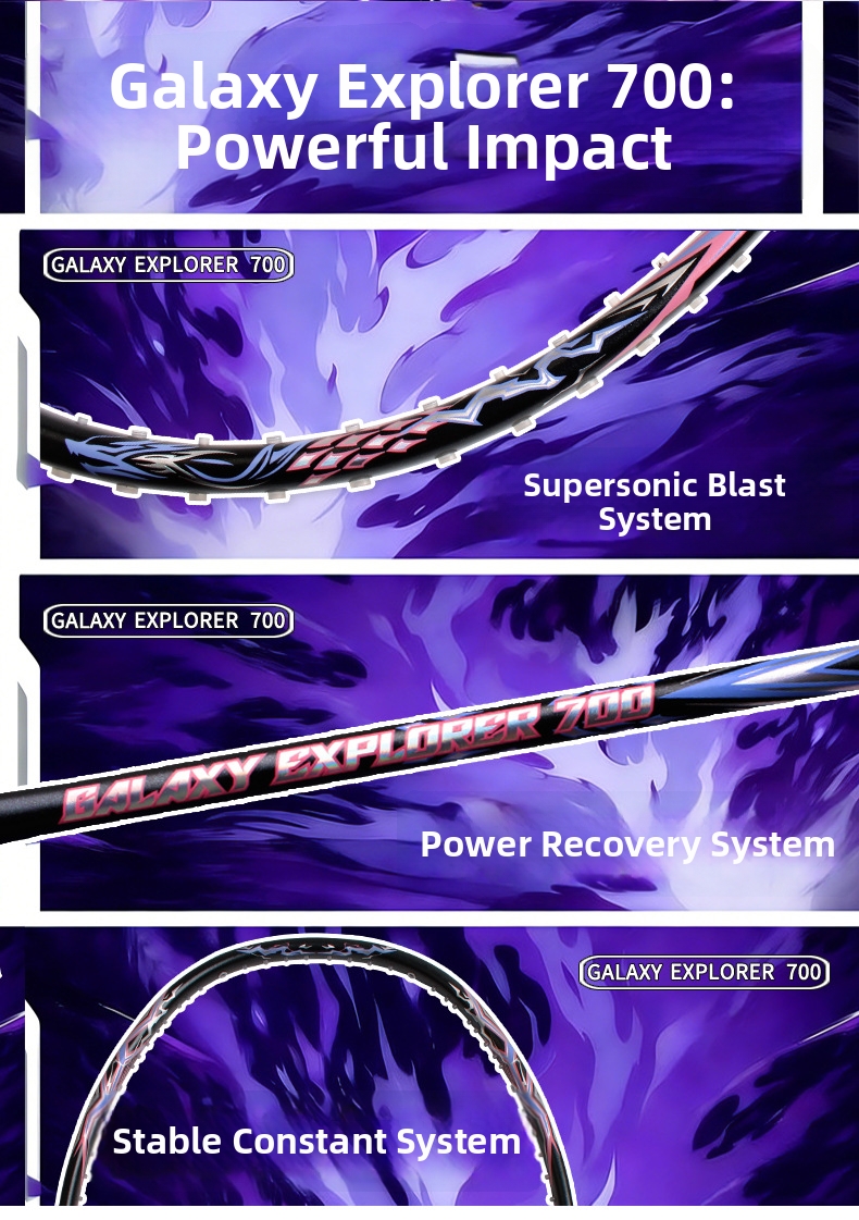 Galaxy 700 kolfiber badmintonracket ultralätt hög spänning_voghion.com