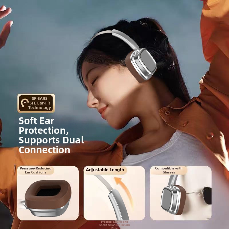 Casque Bluetooth rétro VJE22 Maillard – Sans fil 5.4, basses profondes, 10 heures d'autonomie, ultra-léger (marron/noir/argent champagne/beige)_voghion.com