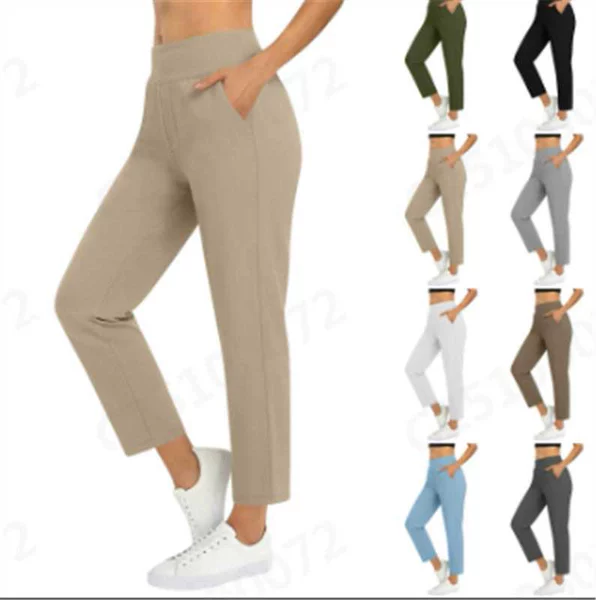 Amazon European and American Cross-Border New Women's Casual Travel Pants, Stretch Golf Pants, Cropped Pants, Casual Sports Pants