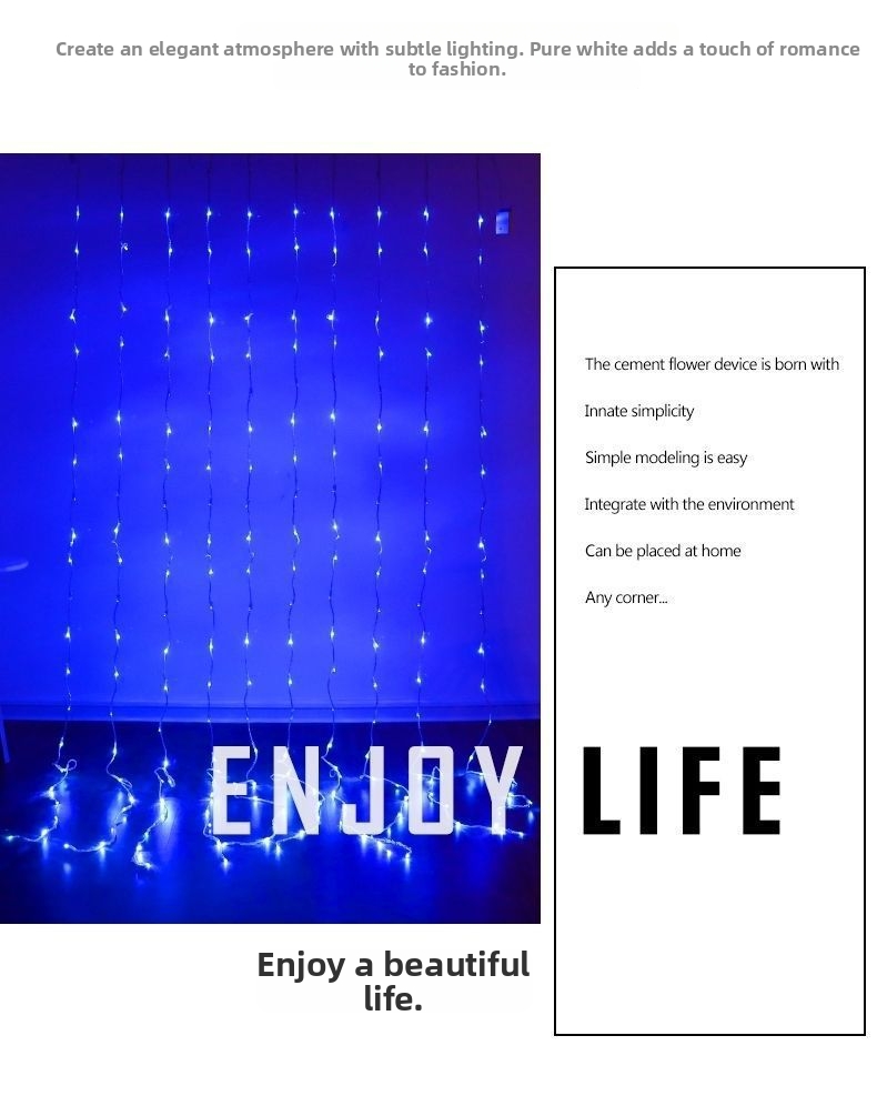 Led Curtain Light Festive Waterfall Decoration With Starry Effect_voghion.com