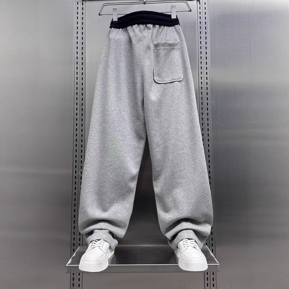 Men's Color Blocked Straight Leg Sweatpants Casual Loose Wide Leg Trousers Autumn Winter Fashion Low Waist Curved Design_voghion.com