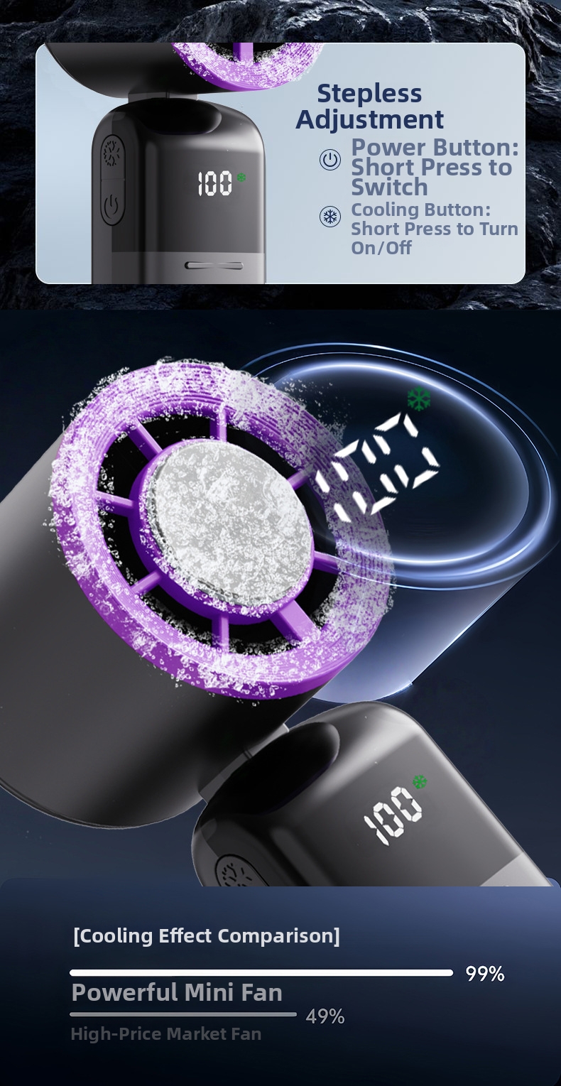 Handheld Cooling Fan Portable Turbo Mini Fan With 199 Speeds_voghion.com