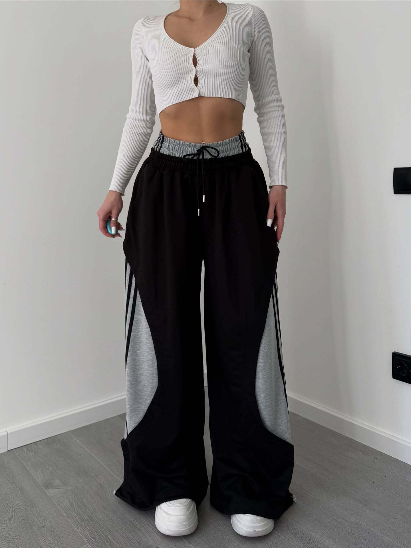 Retro-Jogginghose mit Streifenmuster – Hip-Hop-Hose mit doppeltem Bund und weitem Bein für Damen und Herren (Oversized Streetwear)_voghion.com