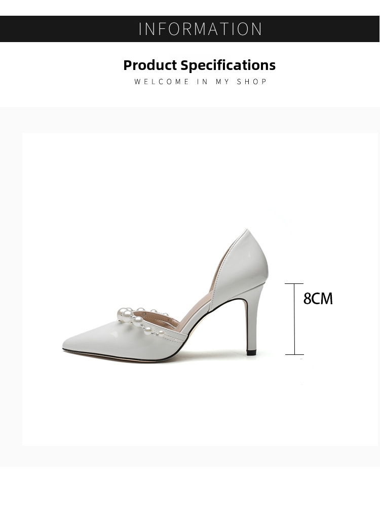 Women's Pearl Hollow Single Shoes A12 Stiletto Heel Pointed Toe Low Mouth Fashion High Heels Bridesmaid Banquet Wedding_vogvips.com