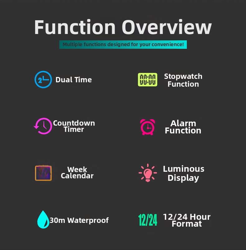 Men's Digital Watch Luminous Mechanical Style Trendy Round Dial_voghion.com