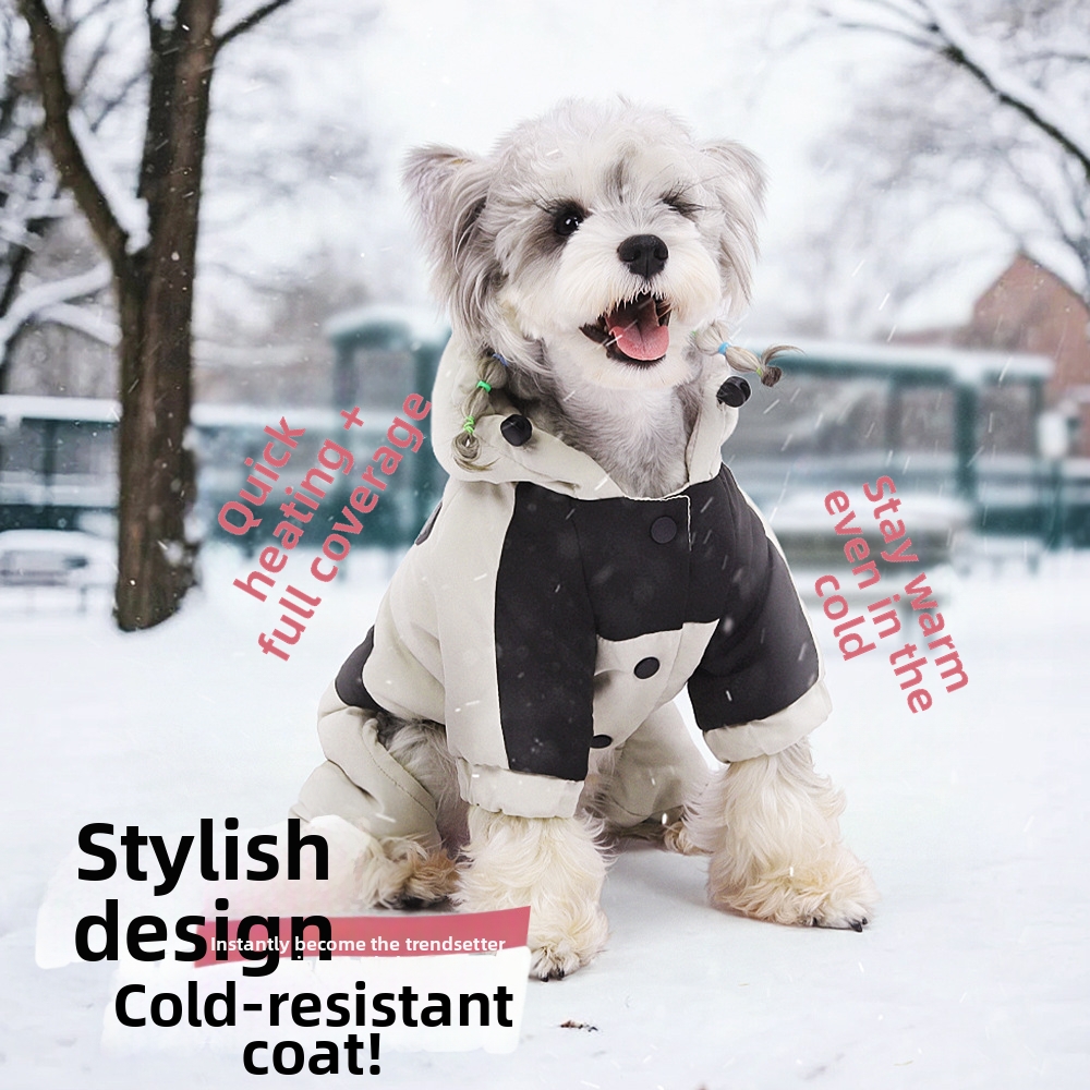 Ropa de otoño/invierno para perros de raza Teddy y Bichón Frisé: abrigos acolchados de algodón para exteriores, chaquetas acolchadas de algodón abrigadas y sudaderas con capucha._voghion.com