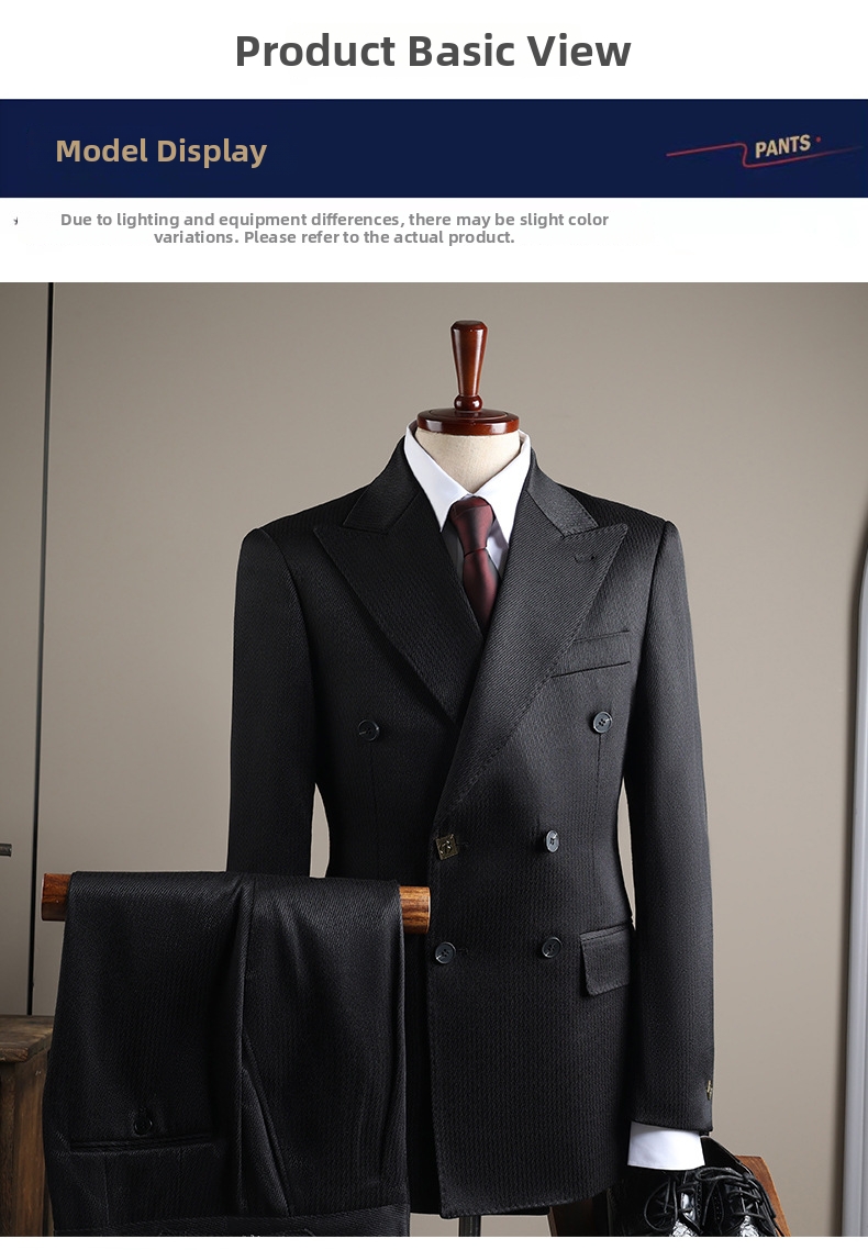 Men's Double Breasted Formal Suit Peak Lapel Two Piece Set_voghion.com
