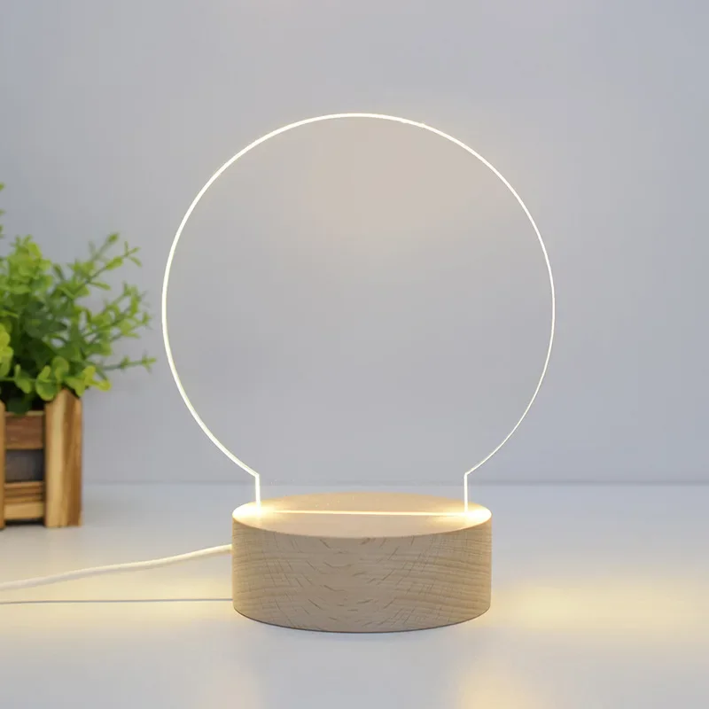 Night light, board from natural wood, LED table lamp, lights for bedroom, 3D, Birthday gift