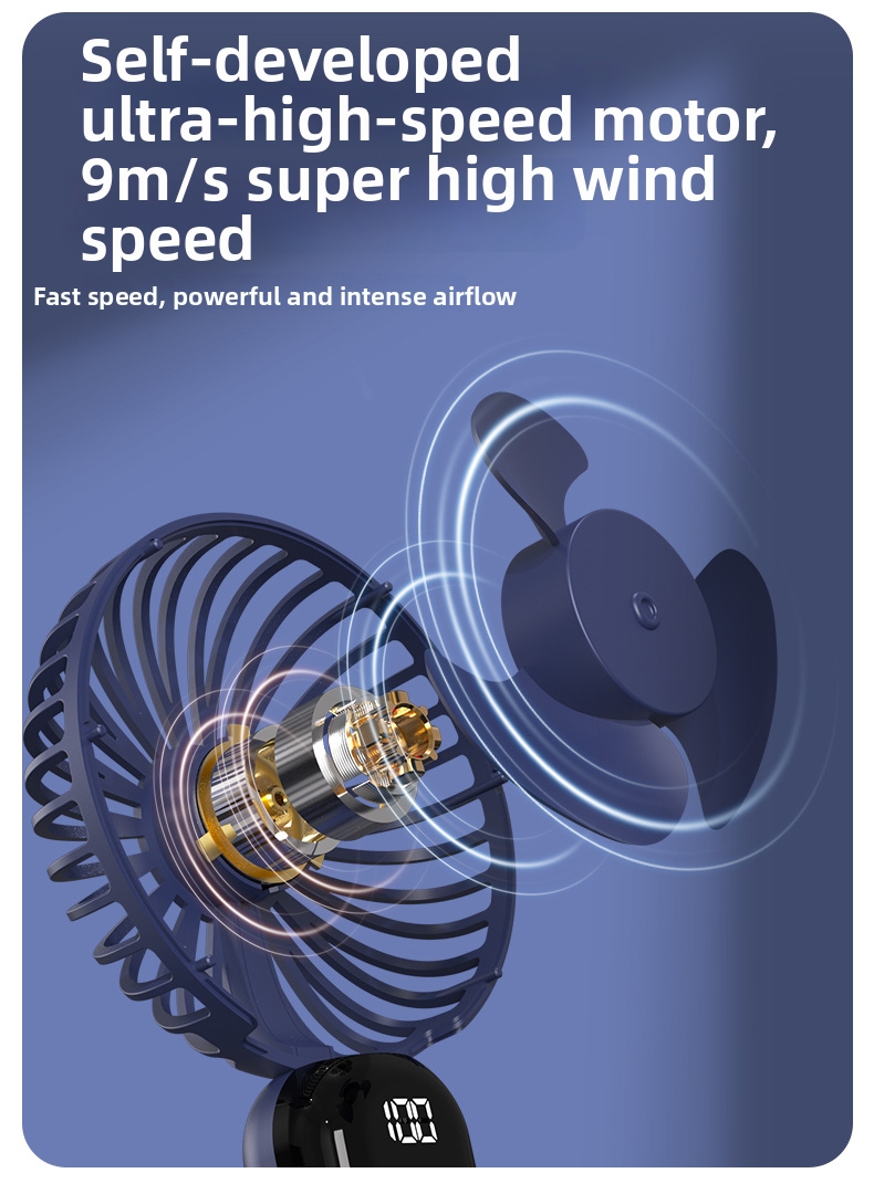 Handheld Portable Fan With Digital Display And Silent Operation_voghion.com