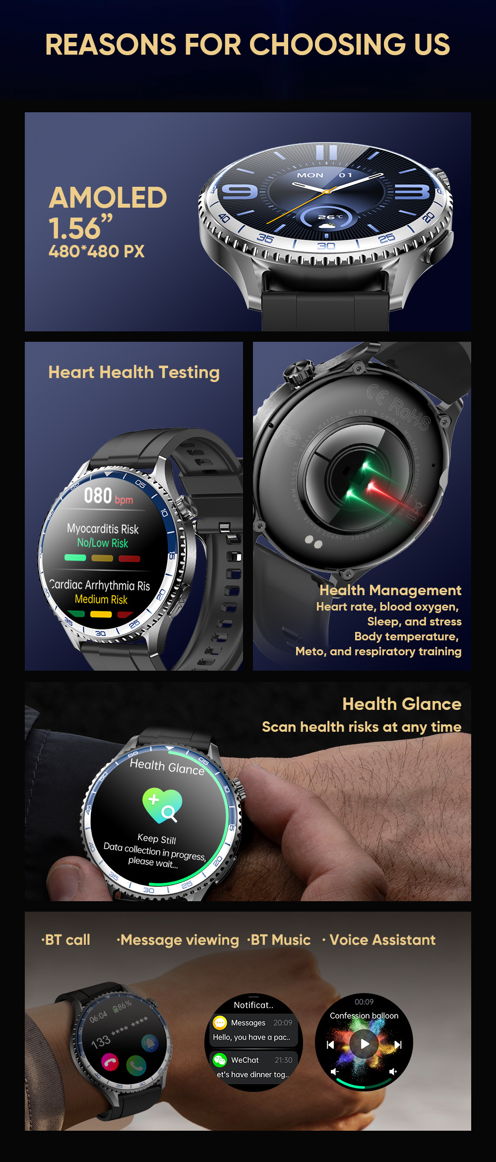 Herren Smartwatch Mit Blutlipid- Und Herzfrequenzmessung_voghion.com