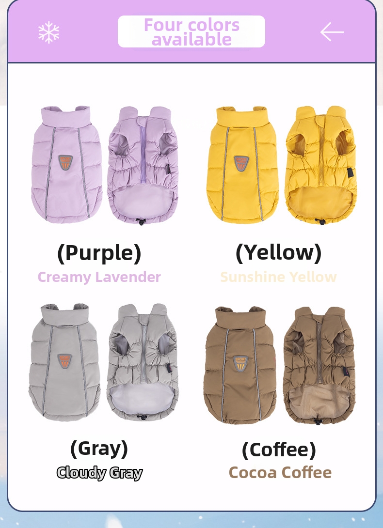 Reflective Dog Winter Puffer Vest For Small And Medium Dogs_voghion.com