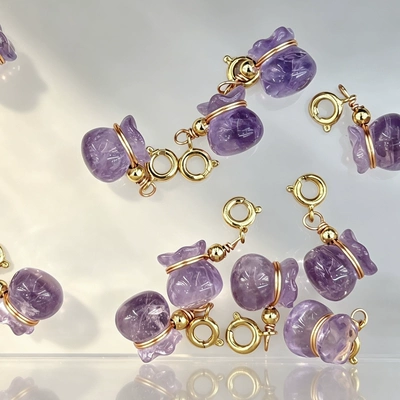 Natural amethyst lucky bag small pendant accessory for handmade DIY crafts, small hanging ornament, bracelet spacer bead accessory (Zərgərlik ara hissələri)