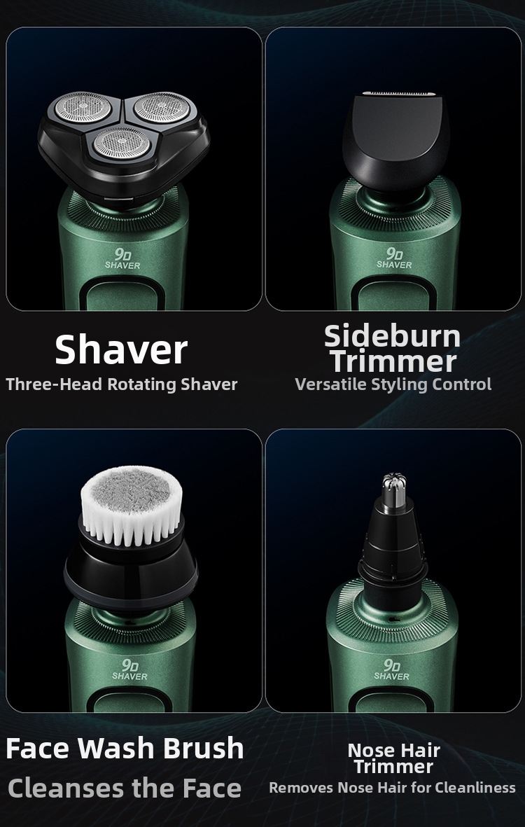 New 9D Electric Shaver High Power Rechargeable Multi-Functional Water Washable Shaver For Personal Care_voghion.com
